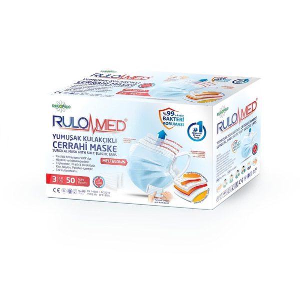 Elastik Kulakçıklı Maske 50'li (Mavi)