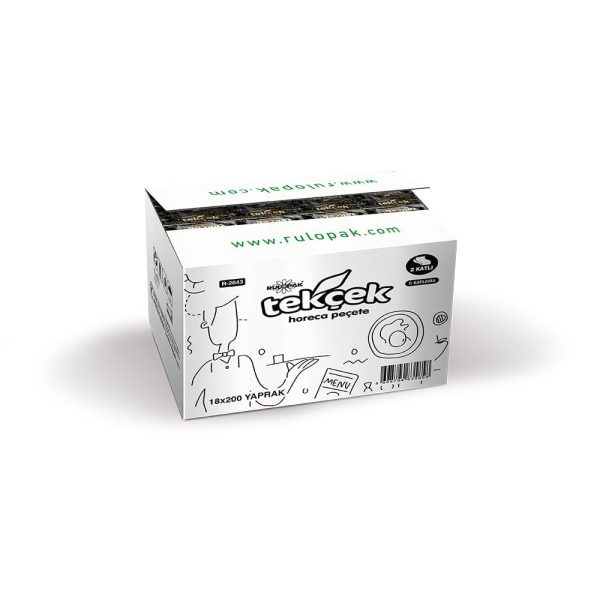 Tekçek Horeca Dispenser Peçete 2 Katlı 200 Yaprak 18'Li Paket